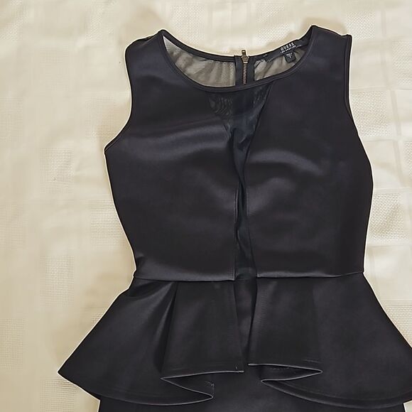 Guess Cocktail Sheer Front & Back Peplum Mini Dress Black Small - Picture 12 of 16